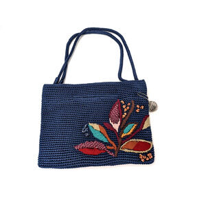 The Sak Floral Blue Embroidered Hand Crochet Convertible Crossbody Bag NEW